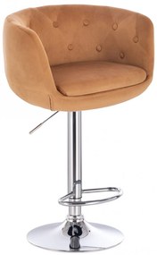 LuxuryForm Barová stolička MONTANA VELUR na striebornom tanieri - hnedá