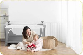 Ricokids Cestovná postieľka + matrac + taška 125x65x78cm RK-241 sivá