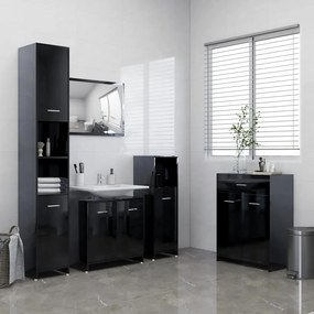 4-dielna súprava kúpeľňového nábytku vysokolesklá čierna