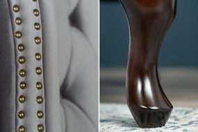 Dizajnové kreslo Chesterfield strieborný zamat