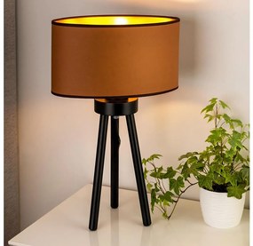 Duolla - Stolná lampa OVAL VEGAN 1xE27/15W/230V pr. 30 cm hnedá