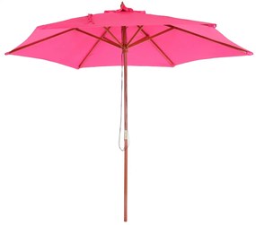 Slnečník Florida Ø 3m - polyester/drevo - ružová
