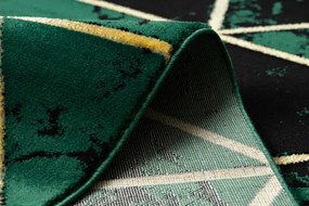 Koberec EMERALD exkluzívny 1020 glamour, styl marmur, trojuholníky fľaškovo zelený / zlatý