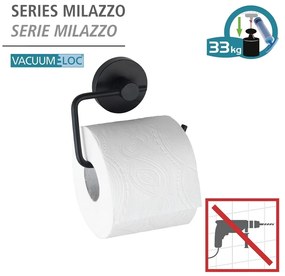 Čierny držiak na toaletný papier Wenko Vacuum-Loc® Milazzo