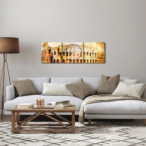 Obraz - Digitálna maľba, koloseum, Rím, Taliansko (s hodinami) (90x30 cm)