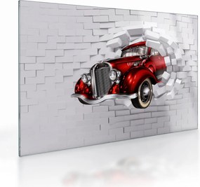 Sklenený obraz - Červené auto (70x50 cm)