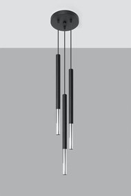Čierne/v striebornej farbe kovové závesné svietidlo ø 20 cm Asarot – Sollux