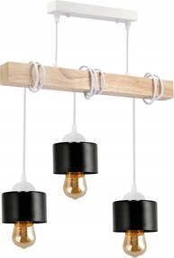 BERGE LED drevené závesné stropné svietidlo, biele, 3xE27 kelímok