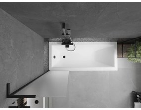 Mexen Next L, 1-krídlová vaňová zástena 50 x 150 cm, 6mm sklo námraza, čierny profil, 895-050-000-03-30-70