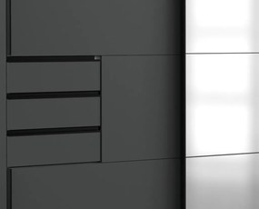 Šatníková skriňa so zrkadlom Saigon 270 cm, grafit