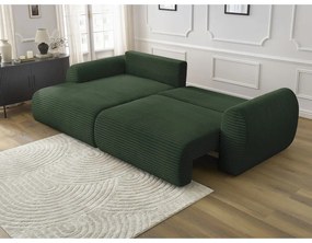 Tmavozelená menčestrová rozkladacia rohová pohovka (ľavý roh) Lucien – Bobochic Paris