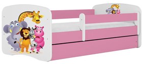Kocot kids Detská posteľ Babydreams ZOO ružová, varianta 70x140, bez šuplíků, bez matrace