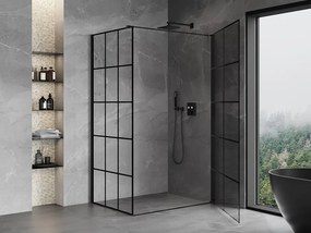 Mexen Mist-B, 1-krídlový výklopný sprchový kút, pravý, 80 x 95 cm, číre sklo-čierna mriežka, 8A2T-080-095-70-77-P