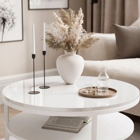 KONFERENČNÝ STOLÍK LEONARDO S POLICOU BIELY LESK + BIELY