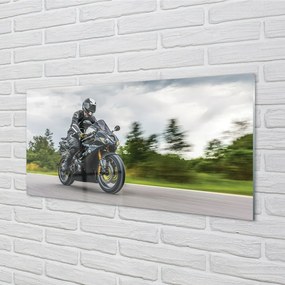 Obraz na skle Motocykel cesty mraky neba 100x50 cm