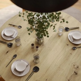 OKRÚHLY ROZKLADACÍ JEDÁLENSKÝ STÔL EWALD DUB ARTISAN + ČIERNY 100/140 cm