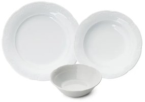 18-dielna jedálenská súprava, biela, porcelánová