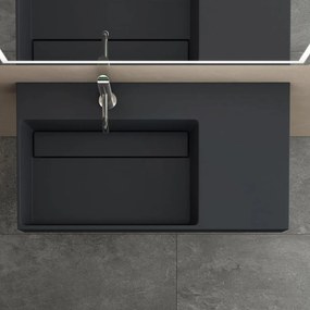 Rea Archi, umývadlo na dosku z konglomerátu 900x480x130 mm, ľavá verzia, šedá matná, REA-U4304