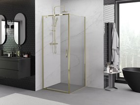 Mexen Exo, výklopný sprchový kút 90 x 90 cm, číre sklo, zlatá, 8181-090-090-50-00