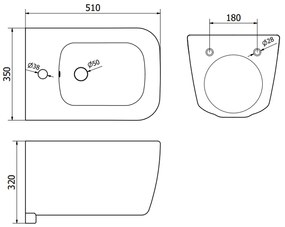 Mexen STELLA, závesný bidet, 51 x 35 cm, biela, 35685100