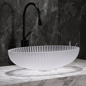 BPS-koupelny Sklenené umývadlo na dosku HYD-BRT3-WH-510 51x35 cm, mat