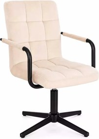 LuxuryForm DESIGN Otočná stolička VERONA BLACK VELUR na čiernom kríži - krémová