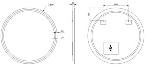 Sapho Sapho, NYX guľaté zrkadlo s LED osvetlením, ø 80cm, NY800