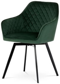 Autronic -  Jedálenská stolička DCH-425 GRN4 smaragdovo zelená zamatová látka, kov nohy, čierny matný