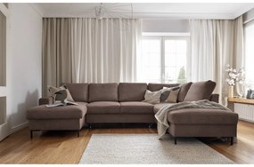 Hnedá menčestrová rozkladacia rohová pohovka (pravý roh) Lofty Lilly – Miuform