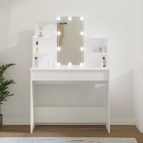 Toaletný stolík so LED biely 96x40x142 cm