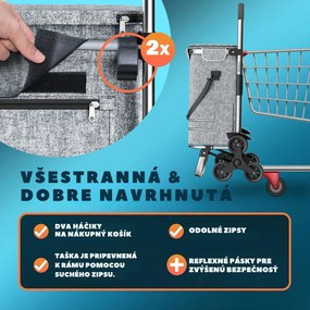 Nákupná taška na kolieskach do schodov COMFORT,50l, šedá Jurhan