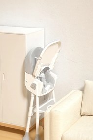 Stolička na kŕmenie KDK03 4v1 sivá + podbradník a kolieska ZDARMA