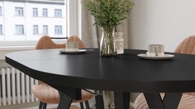 Mazzoni ALMO Čierny mat / čierne nohy - OVÁLNY ROZKLADACÍ STÔL 120-220 cm PRE 10-12 OSÔB