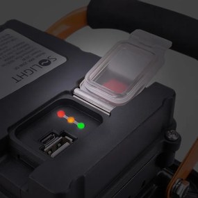 SOLIGHT LED reflektor 20W, prenosný, nabíjací, 1600lm, oranžovo-čierny