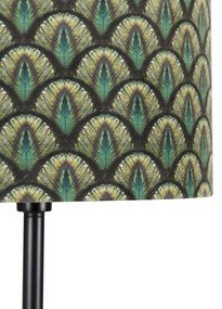 Stojaca lampa čierna tienidlo s dizajnom páva zlatý interiér 40 cm - Simplo