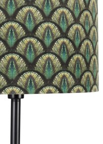 Stojacia lampa čierny odtieň páv design zlato vo vnútri 40 cm - Simplo