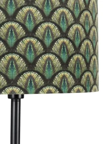 Stojaca lampa čierna tienidlo s dizajnom páva zlatý interiér 40 cm - Simplo
