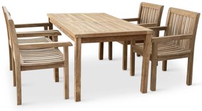 Noela Záhradný teakový set Garden I + 4x kreslo Kingsbury
