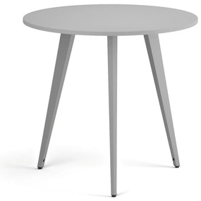 Konferenčný stôl PRIMO VIBE, priemer 80 cm, sivostrieborná podnož, sivá