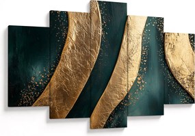 Obraz - Zelená abstrakcia so zlatom I. (150x105 cm)