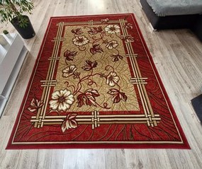 Klasický koberec Shiraz BCF červeno-béžový s kvetinovým vzorom Rozmer: 50x80 cm