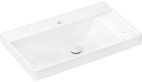 HANSGROHE Xelu Q asymetrické umývadlo na skrinku s dvomi otvormi, odkladacia plocha vpravo, bez prepadu, 800 x 480 mm, biela, s povrchom SmartClean, 61025450