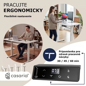 Výškovo nastaviteľný kancelársky stôl FLEXI, 140x60x72-117cm, biela Casaria