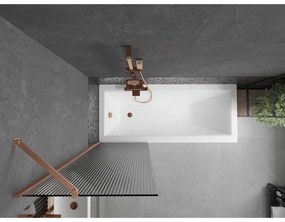 Mexen Next, 1-krídlová vaňová zástena 60 x 150 cm, 6mm sklo Ribs, medená matná, 895-060-000-00-09-65