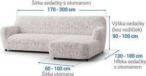 Bielastické poťahy VITTORIA smotanová sedačka s otomanom vpravo (š. 170 - 300 cm)