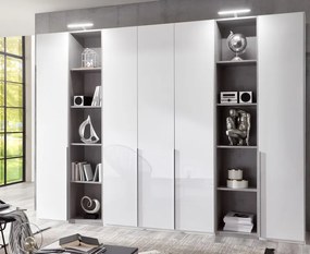 Šatníková skriňa New York D, 135 cm, biela / biely lesk