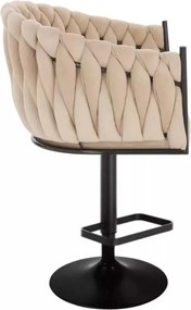 LuxuryForm DESIGN Barová stolička NORDEN VELUR na čiernom tanieri - krémová