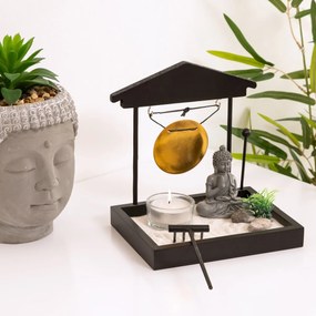 Dekoračná soška Buddy, 12x15x16 cm, čierna