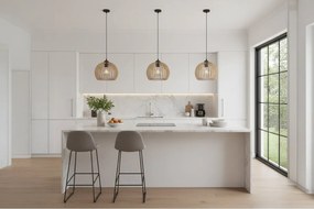 Závesné svietidlo Timber 6, 1x drevené tienidlo, (fi 21 cm)