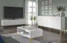 TV stolík/skrinka 200 2D2S Warsaw (biela + zlatá). Akcia -20%. Vlastná spoľahlivá doprava až k Vám domov. 1125136